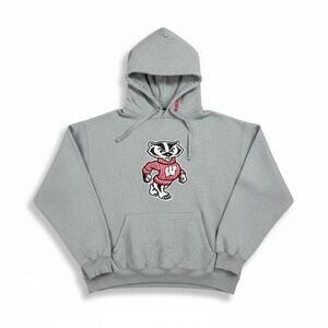 Colosseum Athletics Wisconsin Badgers Bucky Badger Hoodie Gray Mens XXL Heavy